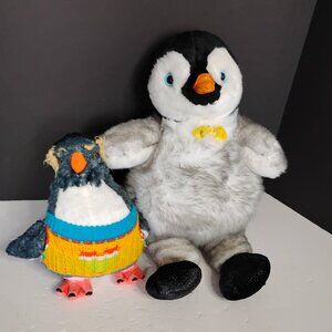 Build A Bear Happy Feet Mumble Penguin Stuffed 18" & Lil Lovelace 9"